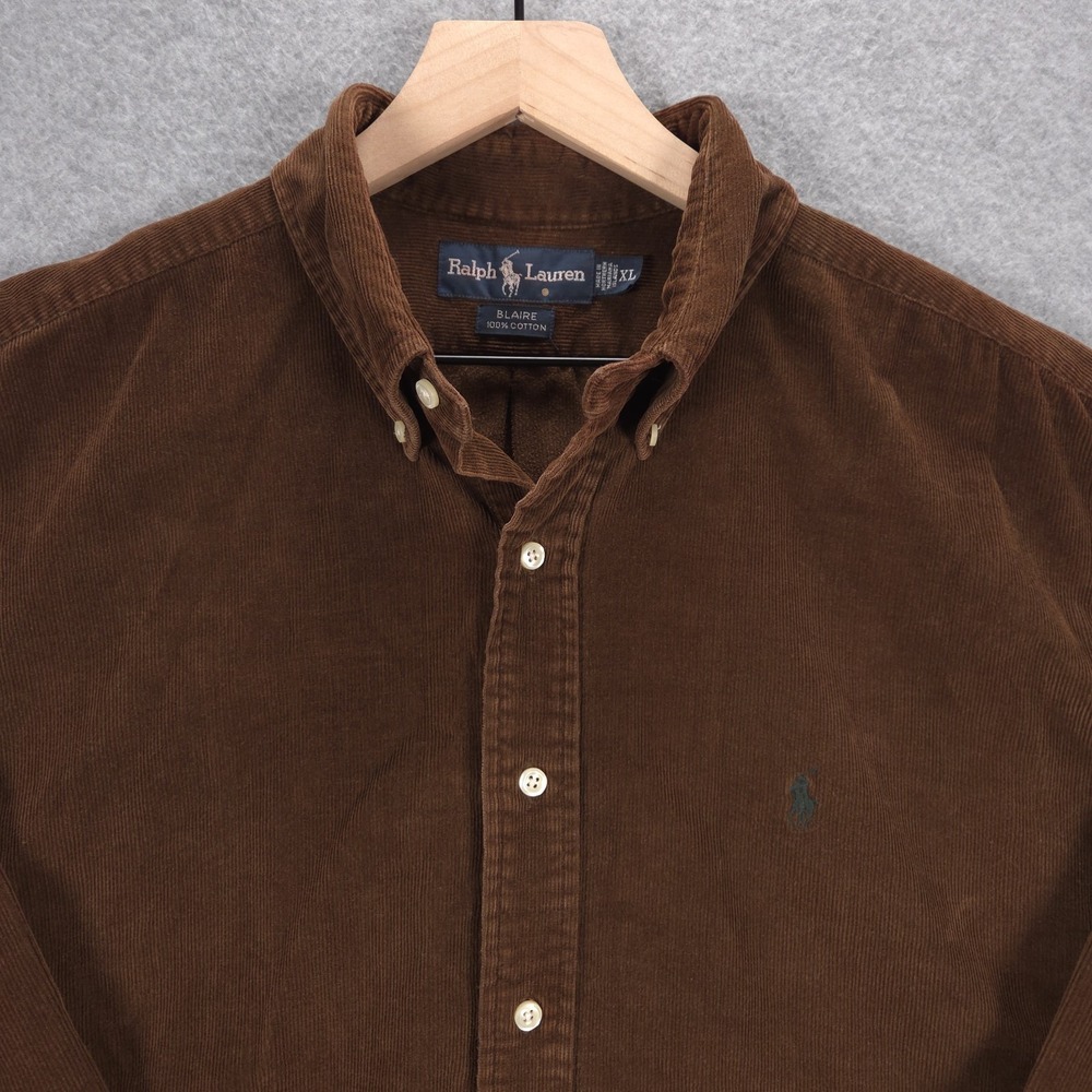 Ralph Lauren Blaire Mens Size XL Brown Corduroy Casual Shirt Academia - Picture 3 of 11